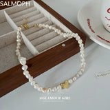 French Retro Freshwater Pearl Heart Clavicle Chain Necklace
