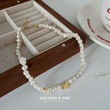 French Retro Freshwater Pearl Heart Clavicle Chain Necklace