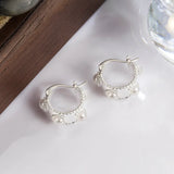 French Pearl Earrings 925 Sterling Silver Ear Buckle Daily Commuting