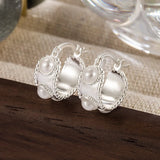 French Pearl Earrings 925 Sterling Silver Ear Buckle Daily Commuting