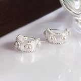 French Pearl Earrings 925 Sterling Silver Ear Buckle Daily Commuting
