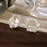 French Pearl Earrings 925 Sterling Silver Ear Buckle Daily Commuting