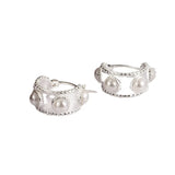 French Pearl Earrings 925 Sterling Silver Ear Buckle Daily Commuting