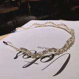 French Pearl Wave Crystal Metal Hair Band for Women