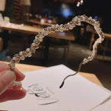 French Pearl Wave Crystal Metal Hair Band for Women