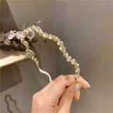 French Pearl Wave Crystal Metal Hair Band for Women