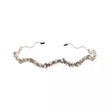 French Pearl Wave Crystal Metal Hair Band for Women