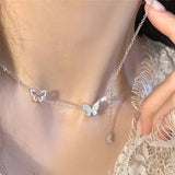 925 Sterling Silver Butterfly Zircon Necklace for Women - Elegant Jewelry Gift