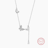 925 Sterling Silver Butterfly Zircon Necklace for Women - Elegant Jewelry Gift