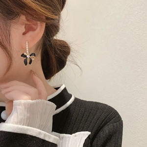 French Retro Bow Earrings Niche Temperament Ear Buckle Earrings
