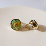 French Retro Clip Earrings Camellia S925 Silver Needle Stud Geometric Clips