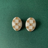 French Retro Colorful Dripping Oil Pearl Flowers Enamel Stud Earrings