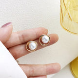 French Retro Round Pearls Clip Earrings No Piercing