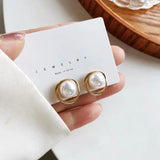 French Retro Round Pearls Clip Earrings No Piercing