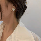 French Retro Round Pearls Clip Earrings No Piercing