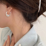 French Retro Geometric Matte Metal Loop Hoop Earrings for Women Girls