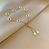 French Retro Green Crystal Pearl Flower Bracelet for Woman