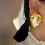 French Retro Large Pearl Stud Earrings Irregular Stone for Women
