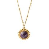 French Retro Palace Style Purple Gem Inlaid Pendant Necklace For Women