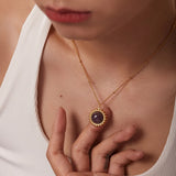 French Retro Palace Style Purple Gem Inlaid Pendant Necklace For Women