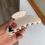 French Retro Beige Flower Catch Clip Artistic Style Women Hairpin