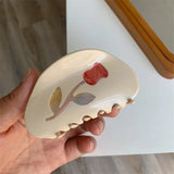 French Retro Beige Flower Catch Clip Artistic Style Women Hairpin