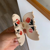 French Retro Beige Flower Catch Clip Artistic Style Women Hairpin