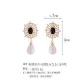 French Retro Style Vintage Water Drop Pearl Zircon Earrings