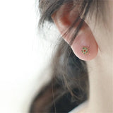 French Retro 14K Flower Earrings S925 Sterling Silver Wild Earrings