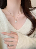 French Romantic Camellia Flower Pendant Necklace for Women