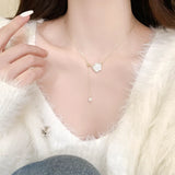 French Romantic Camellia Flower Pendant Necklace for Women