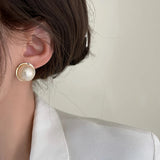 French Romantic Pearl Round Stud Earrings Jewelry
