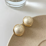 French Romantic Pearl Round Stud Earrings Jewelry