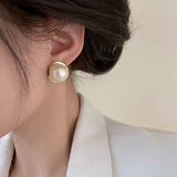 French Romantic Pearl Round Stud Earrings Jewelry