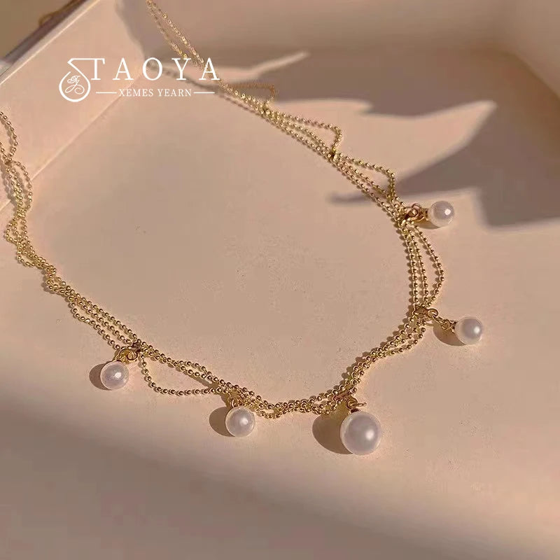 French Romantic Metal Mesh Chain Necklace for Women