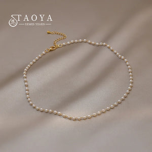 French Romantic Small Pearl String Chokers Necklace
