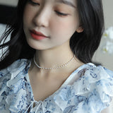 French Romantic Small Pearl String Chokers Necklace