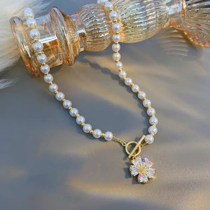 French Romantic Style Flowers Necklaces for Women Vintage Pearl Bohemian