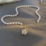 French Romantic Style Flowers Necklaces for Women Vintage Pearl Bohemian