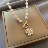French Romantic Style Flowers Necklaces for Women Vintage Pearl Bohemian