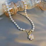 French Romantic Style Flowers Necklaces for Women Vintage Pearl Bohemian