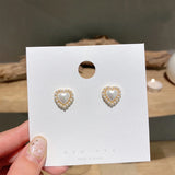 French Romantic Heart Earrings Sweet Pearl, Korea Accessories