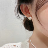 French Romantic Heart Earrings Sweet Pearl, Korea Accessories