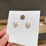 French Romantic Heart Earrings Sweet Pearl, Korea Accessories