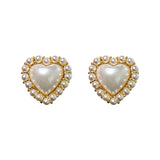 French Romantic Heart Earrings Sweet Pearl, Korea Accessories