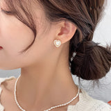 French Romantic Heart Earrings Sweet Pearl, Korea Accessories