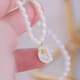 French Romantic Tulip Pearl Necklace 14K Real Clavicle Chain Jewelry