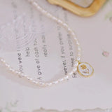 French Romantic Tulip Pearl Necklace 14K Real Clavicle Chain Jewelry