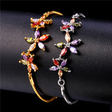French Romantic Zirconia Bracelet For Women Jewelry Yellow Flower Bracelet