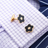 French Shirt Cufflinks High Golden Lucky Clover Flower Business Banquet Wedding